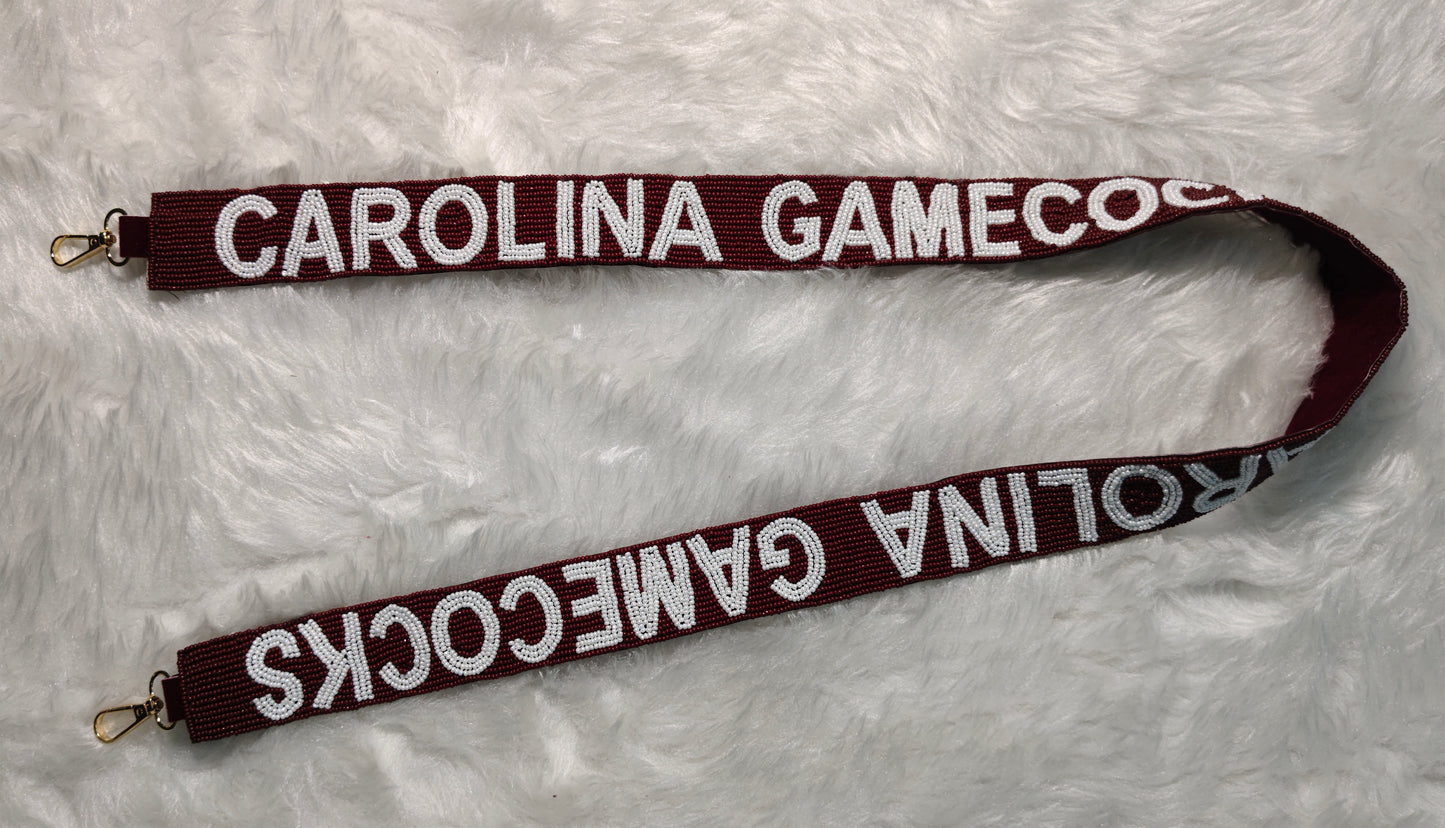 Beaded Purse Strap for Game Day and Cross Body Bag – Ole Miss, Go Hokies, Go Knights, Carolina Gamecocks – 47 inches long and 1.5 inches wide – Team Spirit Collection