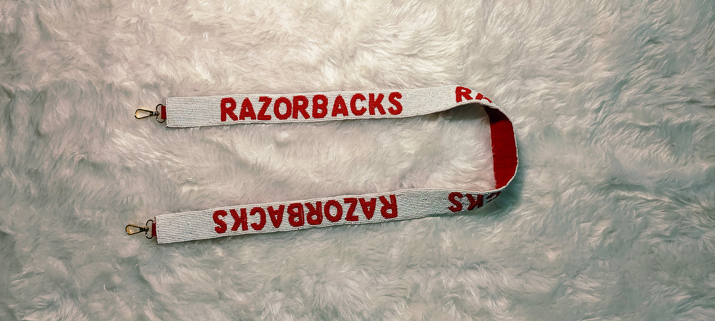 Game Day Beaded Purse Strap – Razorbacks Spirit, 47 Inches Long and 1.5 Inches Wide