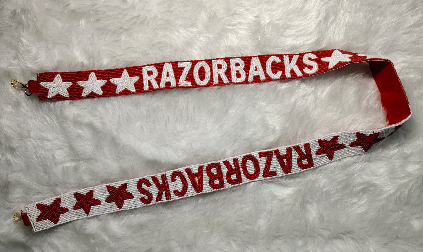 Game Day Beaded Purse Strap – Razorbacks Spirit, 47 Inches Long and 1.5 Inches Wide