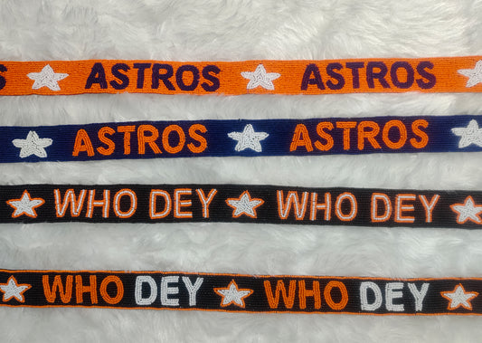 Game Day Beaded Purse Strap – “Who Dey” & “Astros” Spirit – 47 Inches Long and 1.5 Inches Wide, Crossbody Handbag Accessory