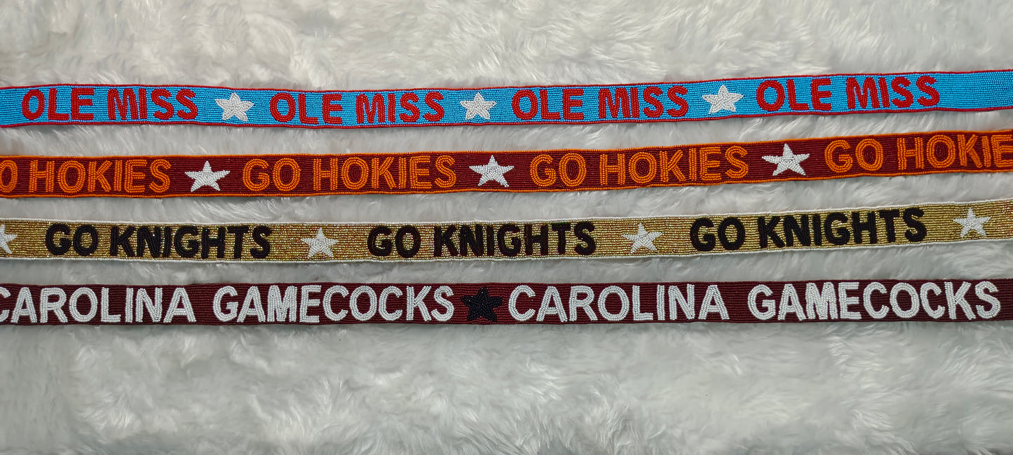 Beaded Purse Strap for Game Day and Cross Body Bag – Ole Miss, Go Hokies, Go Knights, Carolina Gamecocks – 47 inches long and 1.5 inches wide – Team Spirit Collection