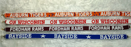 Game Day Beaded Purse Strap – Bayside, Fordham, Wisconsin, Auburn – Cross Body Bag Strap 47” Long x 1.5” Wide 🎉🏈