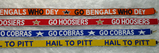 Beaded Purse Strap for Game Day and Cross Body Bag – Go Bengals Who Dey, Go Hoosiers, Go Cobras, Hail to Pitt – 47 inches long and 1.5 inches wide – Team Spirit Collection
