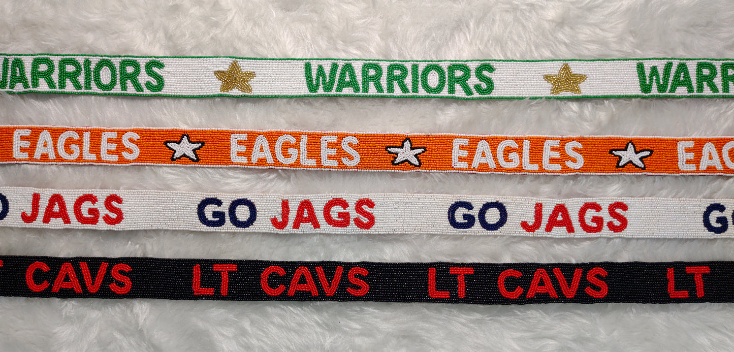 Beaded Purse Strap for Game Day and Cross Body Bag – Warriors, Eagles, Go Jags, LT Cavs – 47 inches long and 1.5 inches wide – Team Spirit Collection