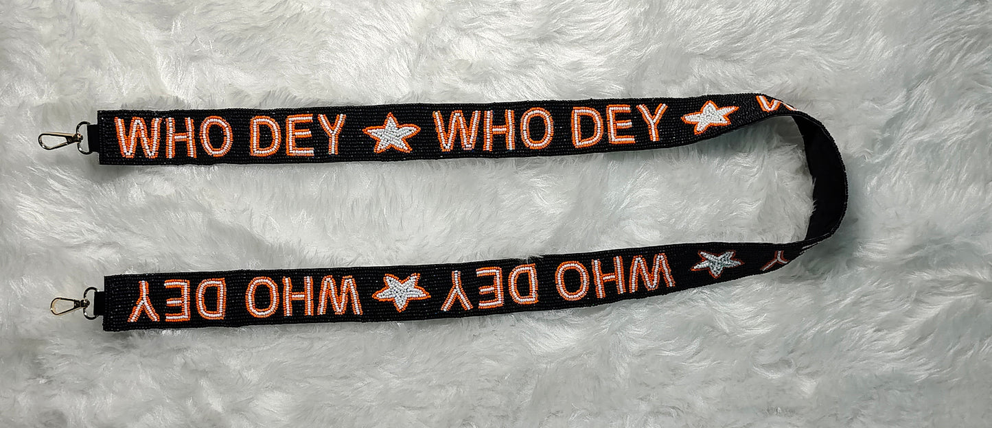 Game Day Beaded Purse Strap – “Who Dey” & “Astros” Spirit – 47 Inches Long and 1.5 Inches Wide, Crossbody Handbag Accessory