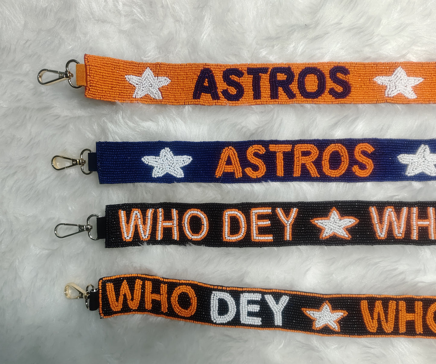 Game Day Beaded Purse Strap – “Who Dey” & “Astros” Spirit – 47 Inches Long and 1.5 Inches Wide, Crossbody Handbag Accessory
