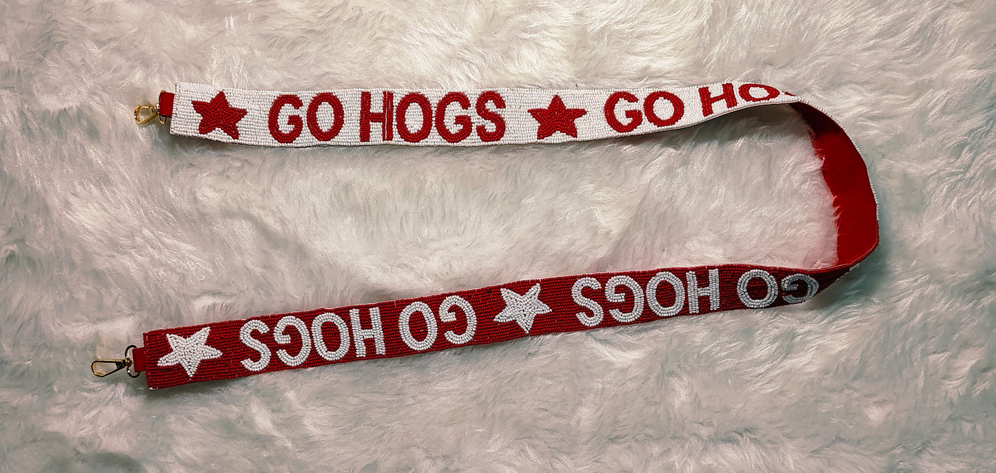Game Day Beaded Purse Strap – Razorbacks Spirit, 47 Inches Long and 1.5 Inches Wide