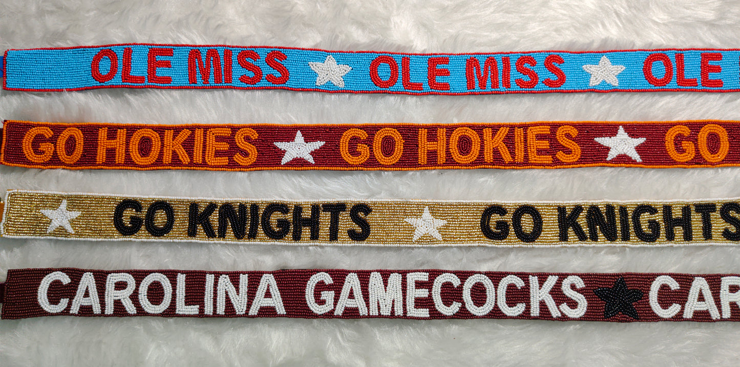 Beaded Purse Strap for Game Day and Cross Body Bag – Ole Miss, Go Hokies, Go Knights, Carolina Gamecocks – 47 inches long and 1.5 inches wide – Team Spirit Collection