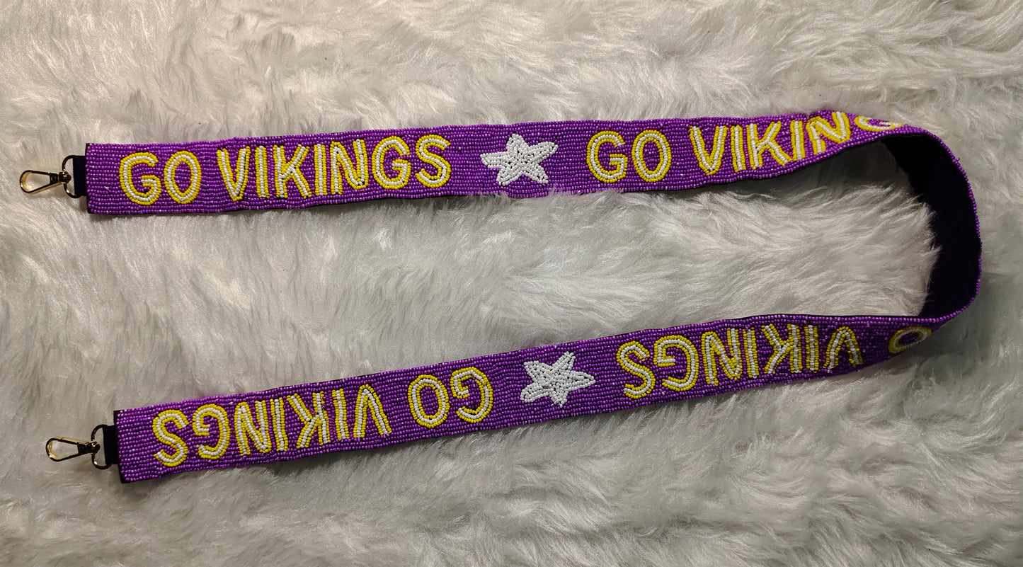 Game Day Beaded Purse Strap – “Go Vikings,” “Baylor,” “Murray State,” & “Wildcats” Spirit – 47 Inches Long and 1.5 Inches Wide, Crossbody Handbag Accessory