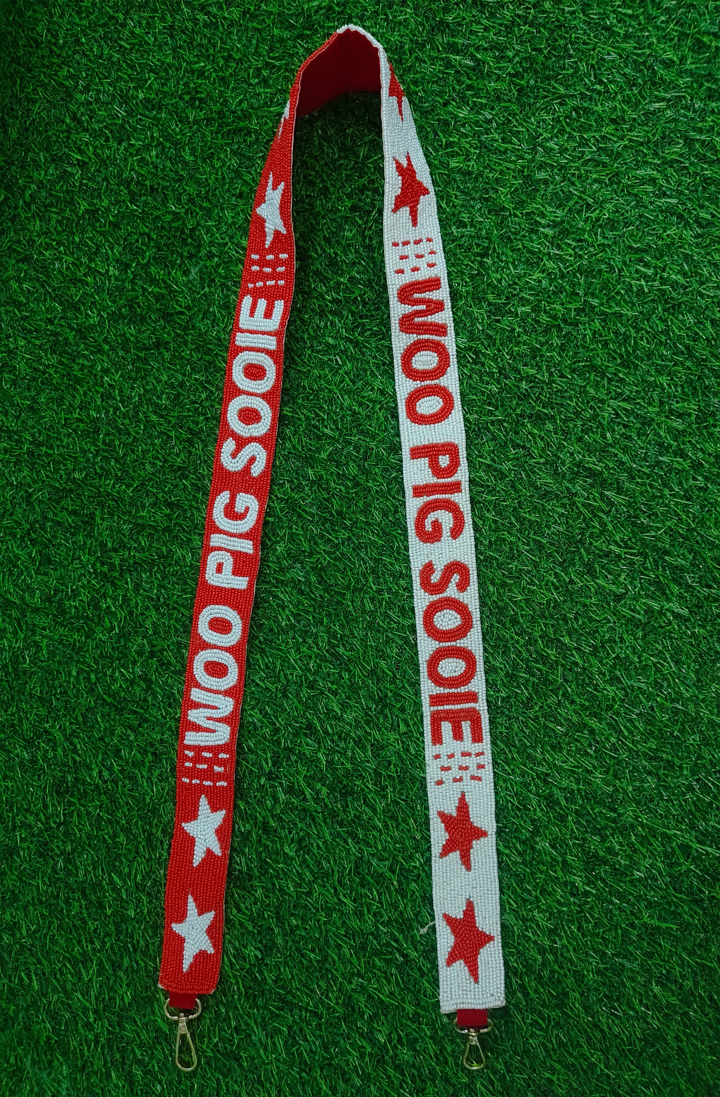 Handmade Razorbacks Go Hogs Woo Pig Sooie Beaded Purse Strap - 47" Long x 1.5" Wide (Multiple Designs)