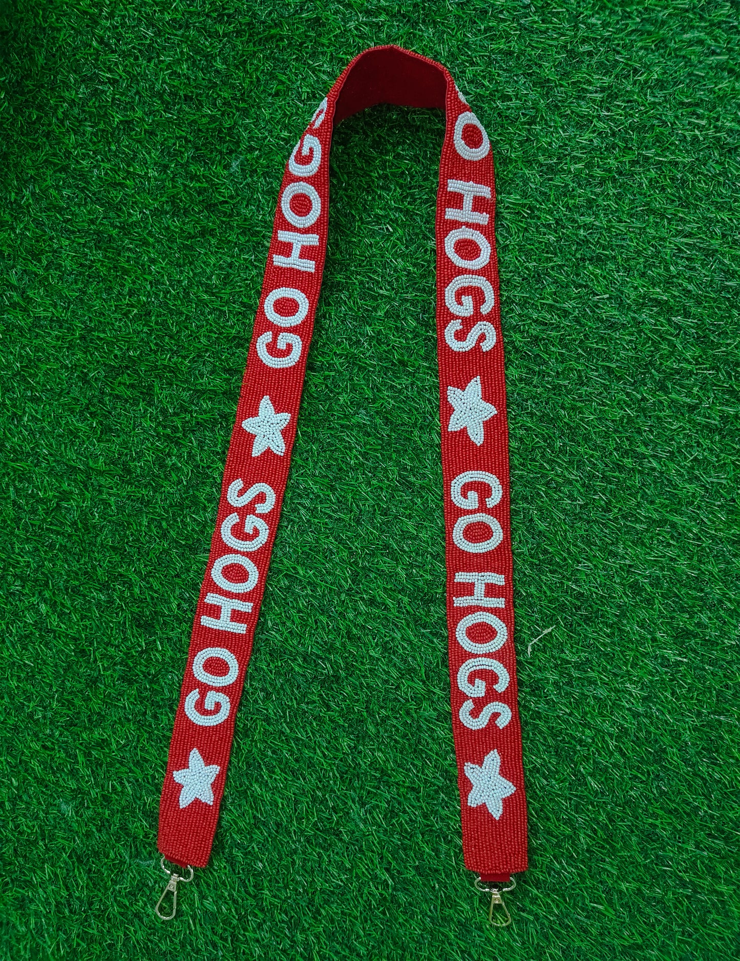 Handmade Razorbacks Go Hogs Woo Pig Sooie Beaded Purse Strap - 47" Long x 1.5" Wide (Multiple Designs)