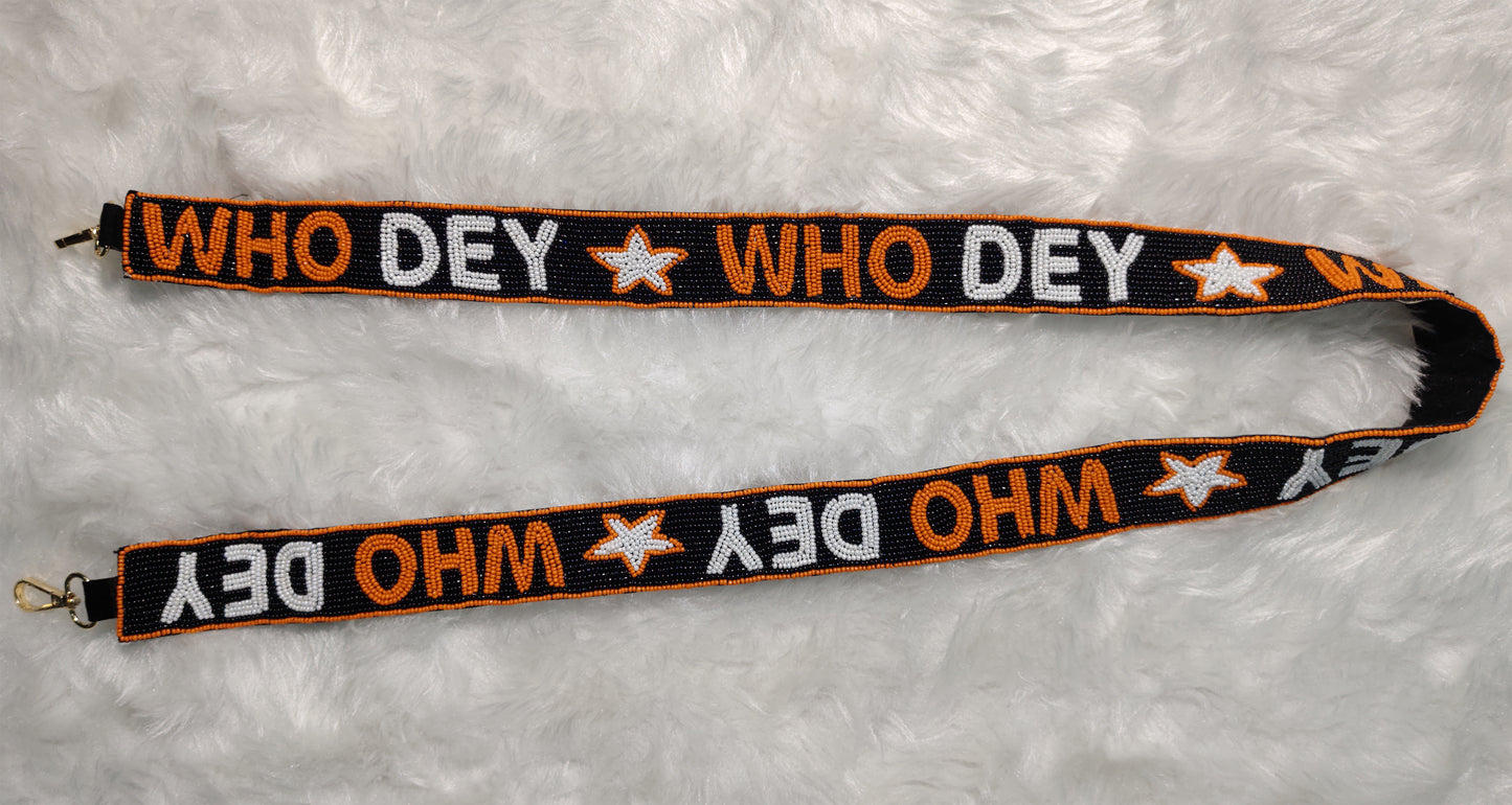 Game Day Beaded Purse Strap – “Who Dey” & “Astros” Spirit – 47 Inches Long and 1.5 Inches Wide, Crossbody Handbag Accessory