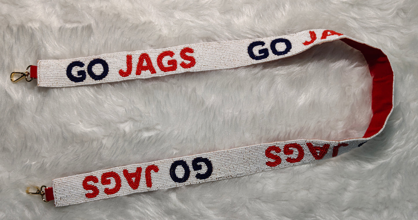 Beaded Purse Strap for Game Day and Cross Body Bag – Warriors, Eagles, Go Jags, LT Cavs – 47 inches long and 1.5 inches wide – Team Spirit Collection