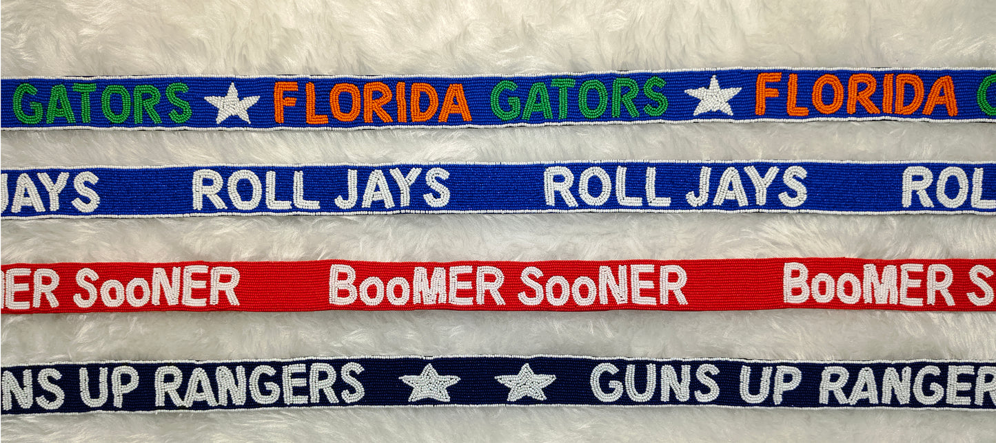 Beaded Purse Strap for Game Day and Cross Body Bag – 47 Inches Long and 1.5 Inches Wide – Florida Gators, Roll Jays, Boomer Sooner, Guns Up Rangers