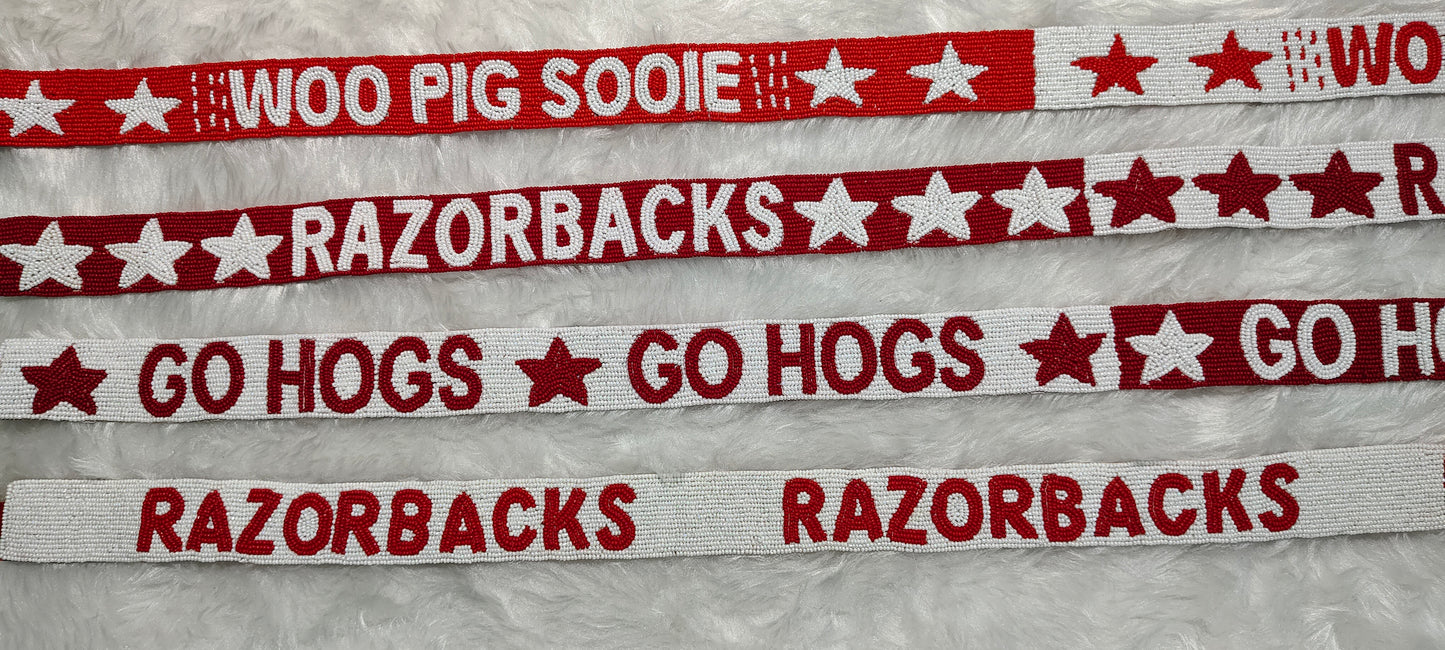 Game Day Beaded Purse Strap – Razorbacks Spirit, 47 Inches Long and 1.5 Inches Wide