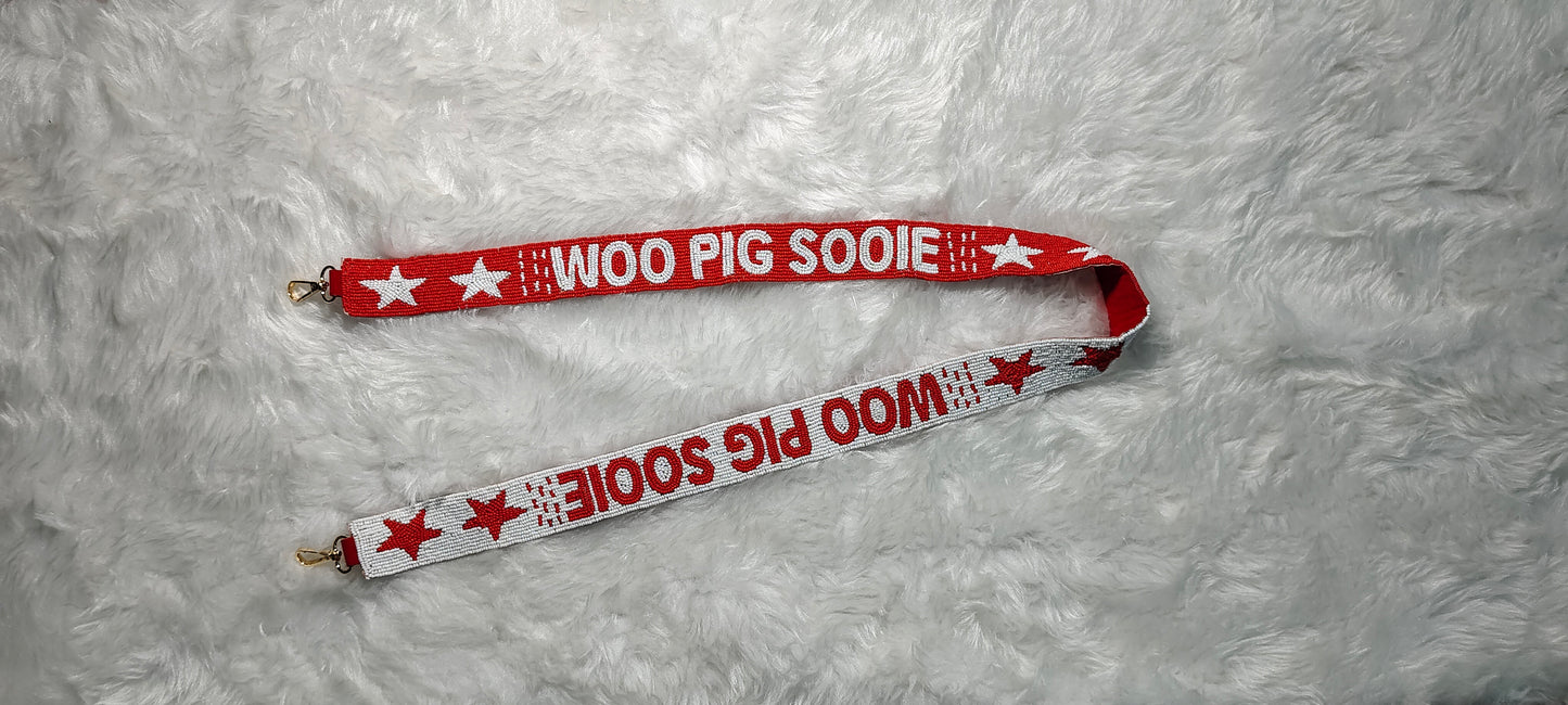 Game Day Beaded Purse Strap – Razorbacks Spirit, 47 Inches Long and 1.5 Inches Wide