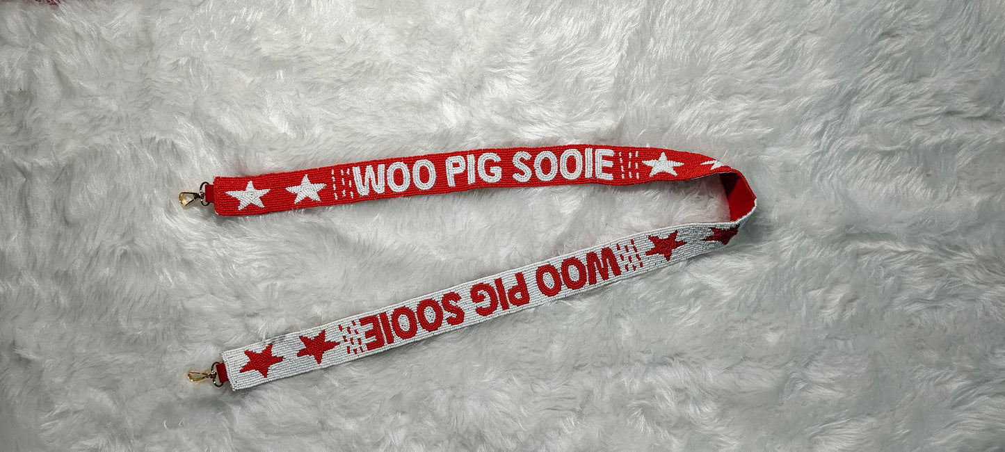 Game Day Beaded Purse Strap – Razorbacks Spirit, 47 Inches Long and 1.5 Inches Wide