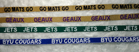 Game Day Beaded Purse Strap – 47 inches long and 1.5 inches wide – GO MATS GO, GEAUX, JETS, BYU COUGARS