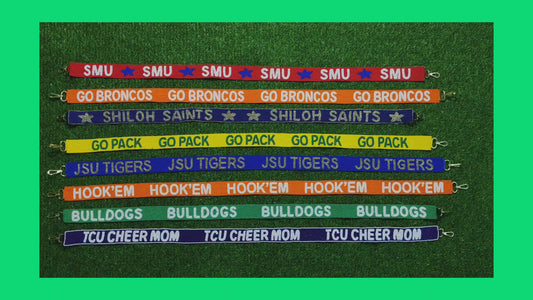 47-Inch Beaded Purse Straps - SMU, GO BRONCOS, SHILOH SAINTS, GOPACK, JSU TIGERS, HOOK'EM, BULLDOGS, TCU CHEER MOM - 1.5 Inches Wide